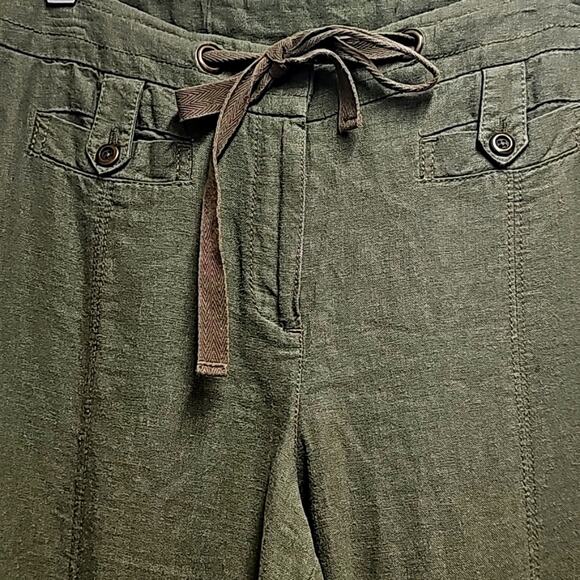 New Direction Women Linen Rayon Zip & Button Closure Tie Waist Pants Size 10 - Picture 4 of 9